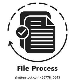 File Process Icon Glyph Style. Vector Illustration For Graphic Design