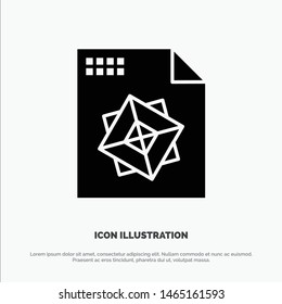 File, Processing, 3d, Design Solid Black Glyph Icon. Vector Icon Template background