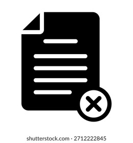 Arquivo com um emblema X proeminente, enfatizando forte rejeição, status de erro ou alerta de documento inválido.