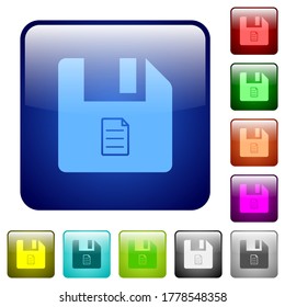 File properties icons in rounded square color glossy button set