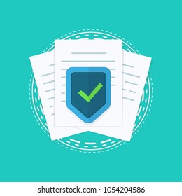 File protection. Data security and privacy concept. Safe confidential information. Flat design, vector illustration on background