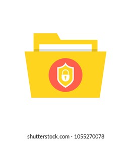 File protection. Data security and privacy concept. Safe confidential information. Vector illustration.
