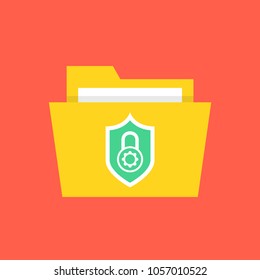 File protection. Data security and privacy concept. Safe confidential information. Vector illustration.