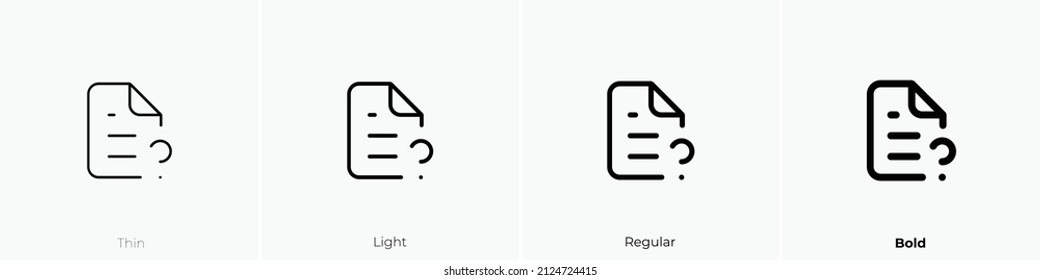 file question alt icon. Thin, Light Regular And Bold style design isolated on white background