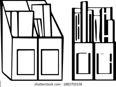 Racks de archivos aislados en fondo blanco - ilustración dibujada a mano