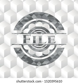 File realistic grey emblem with cube white background