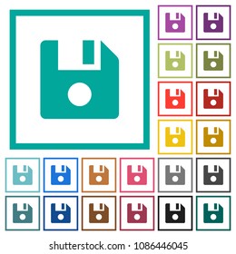 File record flat color icons with quadrant frames on white background