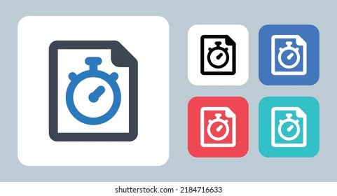 File Record Icon - Vector Illustration . File, Document, Record, History, Clock, Timer, Time, Management, Planning, Line, Outline, Flat, Icons .