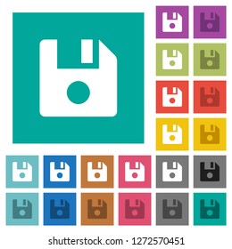 File record multi colored flat icons on plain square backgrounds. Included white and darker icon variations for hover or active effects.