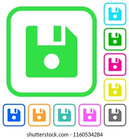 File record vivid colored flat icons in curved borders on white background