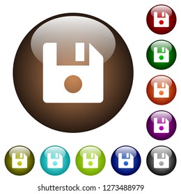 File record white icons on round color glass buttons