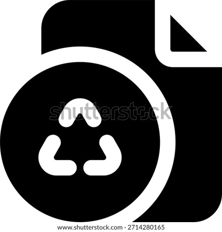 File recycle vector icon in modern style, deleted document recovery and data restore illustration. Glyph Icon