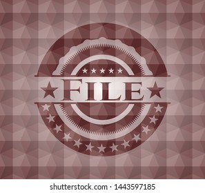 File red badge with geometric pattern background. Seamless.