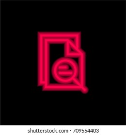 File red glowing neon ui ux icon. Glowing sign logo vector