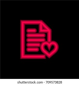 File red glowing neon ui ux icon. Glowing sign logo vector
