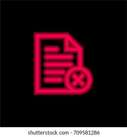 File red glowing neon ui ux icon. Glowing sign logo vector
