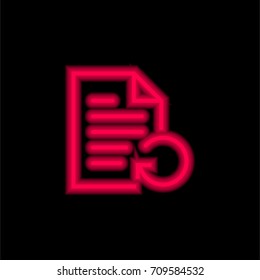 File red glowing neon ui ux icon. Glowing sign logo vector