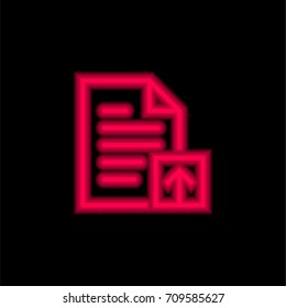 File red glowing neon ui ux icon. Glowing sign logo vector