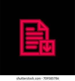File red glowing neon ui ux icon. Glowing sign logo vector