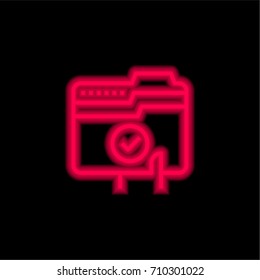 File red glowing neon ui ux icon. Glowing sign logo vector