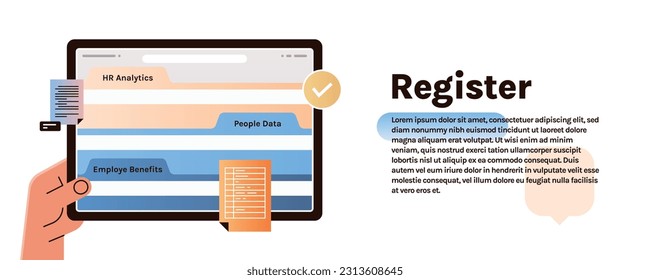 File register folders and people data documents flat vector illustration.
