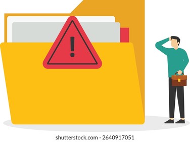 File is rejected or corrupt. document or data error. folder cannot be accessed. an error occurred in the file. object does not pass the verification or assessment. stock illustration


