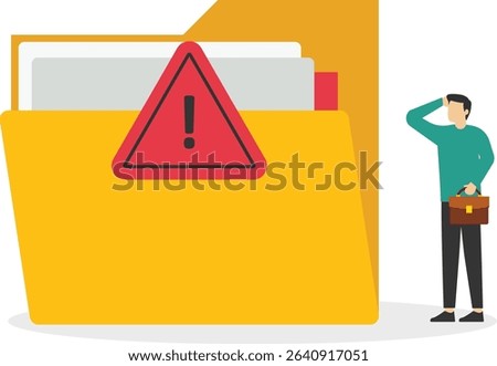 File is rejected or corrupt. document or data error. folder cannot be accessed. an error occurred in the file. object does not pass the verification or assessment. stock illustration


