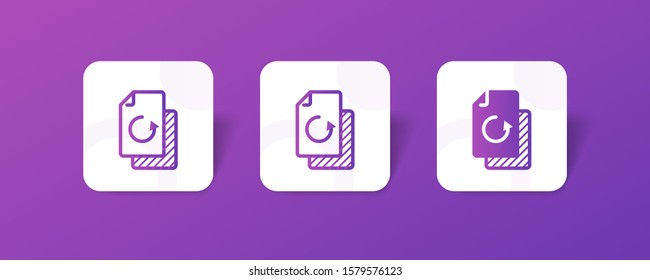 file with reload mark icon in outline and solid style with colorful smooth gradient background, suitable for mobile and web UI, app button, infographic, etc