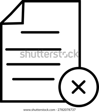 File remove icon with close symbol representing deleted document rejection and data management isolated on transparent background۔