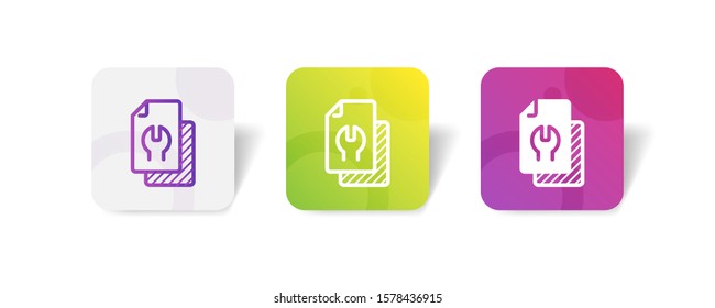 file repair icon in outline and solid style with colorful smooth gradient background, suitable for mobile and web UI, app button, infographic, etc