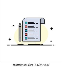 File, Report, Invoice, Card, Checklist  Business Flat Line Filled Icon Vector Banner Template