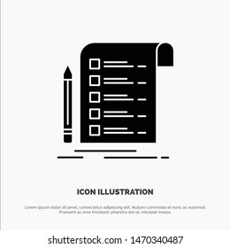 File, Report, Invoice, Card, Checklist solid Glyph Icon vector. Vector Icon Template background