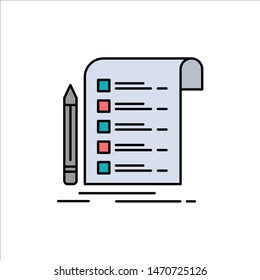 File, Report, Invoice, Card, Checklist  Flat Color Icon. Vector icon banner Template. Vector Icon Template background