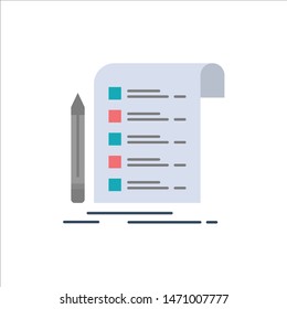 File, Report, Invoice, Card, Checklist  Flat Color Icon. Vector icon banner Template. Vector Icon Template background