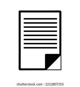 File rolled paper page icon | Black Vector illustration |