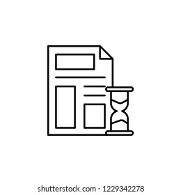 File, sandglasses, time, editing time  icon. Element of editorial design icon. Thin line icon for website design and development, app development. Premium icon