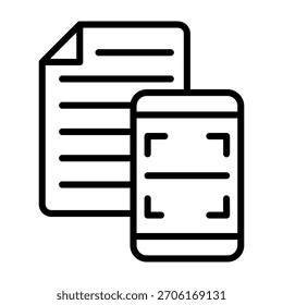 Ilustración vectorial de estilo de línea de icono de escáner de archivos