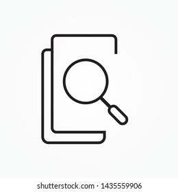 File search or find icon in simple outline design. EPS10 vector illustration. magnifying glass over document vector icon.