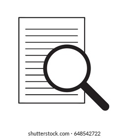 File search icon. Document page with magnifier tool . minimal style Icon vector Eps10