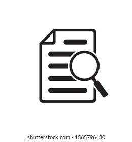 File search icon, document search, vector isolated. Document with magnifier loupe business concept.