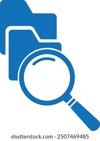 file search icon. find information icon vector (blue version)