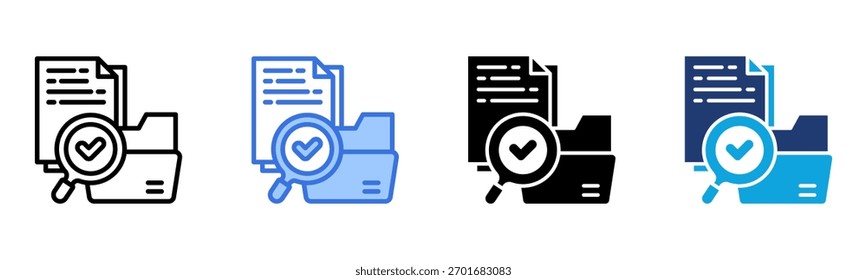 Ícone de pesquisa de arquivo Ilustração de vetor de vários estilos