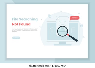 File search illustration not found. This design can be used for websites, landing pages, UI, mobile applications, posters, banners