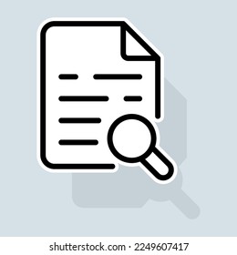 File with search line icon. Banking protection, mail protection, personal data protection, cloud data protection, key, shield, monitor. Security concept. Vector sticker line icon on white background
