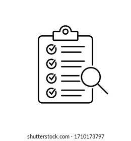 File search line icon, document search, vector isolated. Document with magnifier loupe business concept.