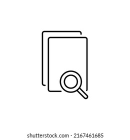 File search linear icon. Thin line customizable illustration. Contour symbol. Vector isolated outline drawing. Editable stroke