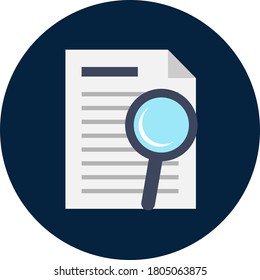 File search vector icon. Document with search icon. Searching file vector illustration. Isolated on dark blue background.