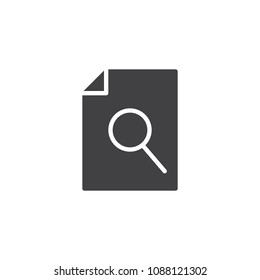 File Search vector icon. filled flat sign for mobile concept and web design. Document With Magnifying Glass simple solid icon. Symbol, logo illustration. Pixel perfect vector graphics
