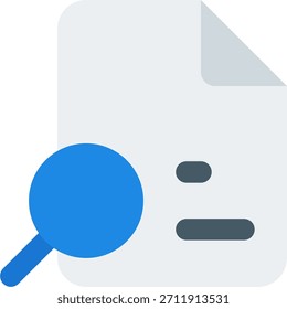 File search vector icon in modern style, document lookup and organized data concept, office search tool illustration, Flat Icon