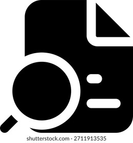 File search vector icon in modern style, document lookup and organized data concept, office search tool illustration, Glyph Icon